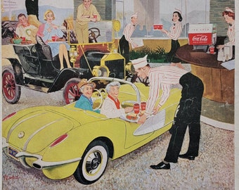 1958 Coca Cola Vintage Advertisement Kitchen Decor Coke Ad Diner Decor Magazine Ad Kitchen Wall Art Unique Art Americana Vintage Soda Ad