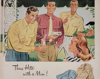 1946 Van Heusen Shirts Vintage Advertentie Mens Fashion Wall Art Slaapkamer Decor Herenkleding Advertentie Boutique Decor Tijdschrift Advertentie Unieke kunst