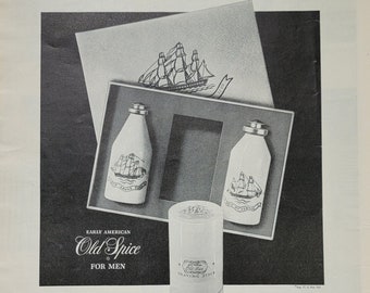 1947 Old Spice Vintage Advertisement Mens Bathroom Wall Art Man Cave Decor Original Magazine Print Ad Fathers Day Gift for Dad Unique Art