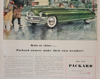 1948 Packard Car Ad: Vintage Man Cave Decor, Automotive Print Advertisement, Antique Automobile, Automobilia
