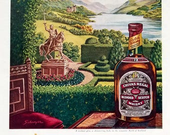 CHIVAS REGAL パブミラー スコッチ ヴィンテージ インテリア Vintage Chivas Regal Scotch Whisky Advertising Mirror – 12 Year
