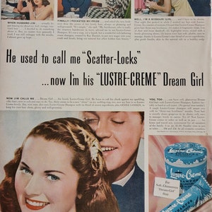 1948 Lustre Creme Shampoo Vintage Advertisement Bathroom Decor Bedroom Wall Art Beauty Salon Decor Original Magazine Print Ad Unique Art