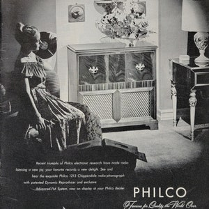 1947 Philco Radio Phonograph Vintage Advertisement Music Decor Vintage Radio Ad Antique Radio Ad Original Magazine Print Ad Unique Art