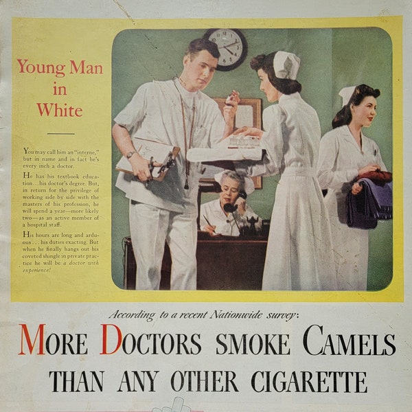 1946 Camel Cigarettes Vintage Advertisement Man Cave Wall Art Bar Decor Tobacco Advertising Smoking Ad Original Magazine Print Ad Tobacciana