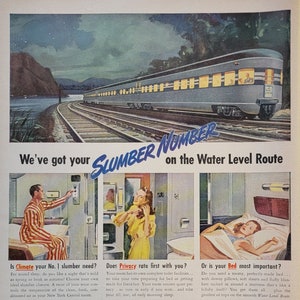 1946 New York Central Railroad Vintage Advertisement Train Decor Vintage Train Ad Railroad Art Travel Decor Magazine Print Ad Unique Art