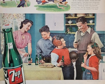 1946 7-Up Vintage Advertisement Kitchen Wall Art Game Room Decor Cafe Print Pop Culture Wall Hanging Seven Up Magazine Ad Soda Ad Unique Art