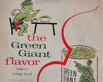 1957 Green Giant Sweet Peas Vintage Advertisement Kitchen Wall Art Vintage Food Decor Kitchen Decor Food Art Magazine Print Ad Housewarming