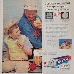 1956 Gleem Toothpaste Vintage Advertisement Bathroom Wall Art Dentist Office Decor Original Magazine Print Ad Dental Art Dentist Gift