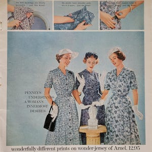 1958年 ペニーズ百貨店 ヴィンテージ広告 ブティック ウォールアート 寝室装飾 1950年代 レディースファッション ウォールプリント オリジナル雑誌広告