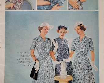 1958 Penney's Department Store Ad: Vintage Boutique Decor, 50's Women's Fashion Magazine Print Advertisement