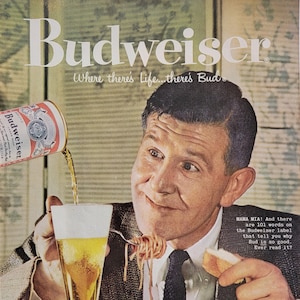 1958 Budweiser Beer Vintage Advertisement Kitchen Wall Art Bar Decor Man Cave Decor Game Room Art Vintage Beer Ad Magazine Ad Unique Art
