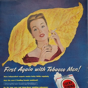 1950 年ラッキー ストライク タバコ ビンテージ広告、広告、雑誌 1950 年ラッキー ストライク タバコ ビンテージ広告、広告、雑誌