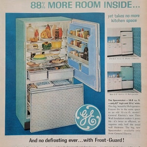 1962 GE Refrigerator Vintage Advertisement General Electric Fridge Ad Kitchen Wall Art Appliance Decor Magazine Ad Vintage Kitchen Decor