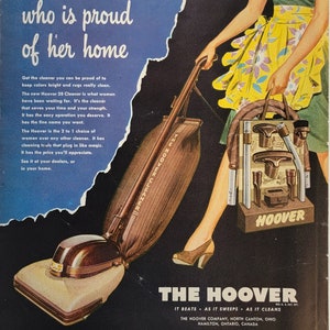 1946 Hoover Vacuum Cleaners Vintage Advertisement Laundry Room Wall Art Home Decor Magazine Print Ad Unique Art Wall Hanging Unique Gift