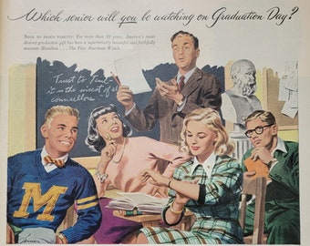 1947 Hamilton Watches Vintage Advertisement Vintage Wall Art Jewelry Store Decor Antique Watch Ad Jeweler Gift Jewelry Magazine Ad