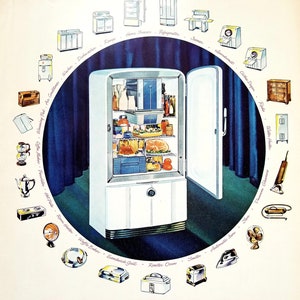 1946 Westinghouse Refrigerator Vintage Advertisement Kitchen Wall Art Appliance Art Vintage Kitchen Decor Magazine Ad Unique Gift Unique Art