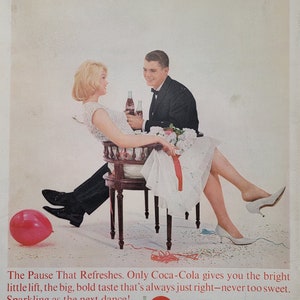 1963 Coca Cola Vintage Advertisement Kitchen Wall Art Antique Coke Ad Diner Decor Magazine Print Ad Unique Art White Kitchen Decor Soda Ad