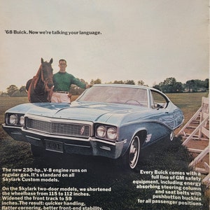 1968 Buick Skylark Vintage Advertisement Classic Car Ad Man Cave Decor Automotive Wall Art Automobilia Magazine Ad Vintage Buick Ad