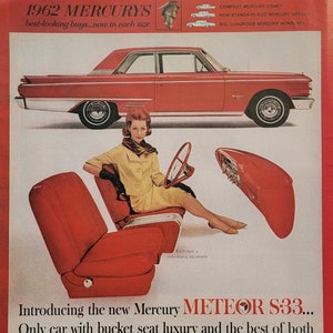 1962 Mercury Meteor S-33 Automobile Vintage Advertisement Automotive Wall Art Classic Car Man Cave Decor Magazine Ad Antique Car Automobilia