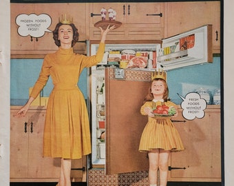 1960 Frigidaire Refrigerator Vintage Advertisement Kitchen Wall Art Appliance Decor Original Magazine Print Ad Vintage Kitchen Decor