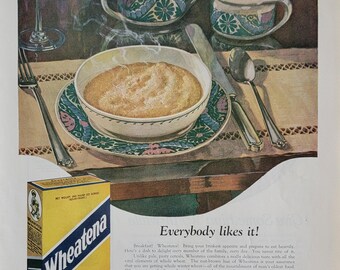 1922 Wheatena Cereal Vintage Advertisement Kitchen Wall Art Dining Room Decor Breakfast Nook Unique Art Magazine Print Ad Kitchen Decor