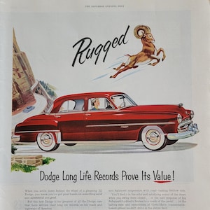 1952 Dodge Coronet Vintage Advertisement Automotive Wall Art Classic Car Decor Car Art Original Magazine Print Ad Automobilia Antique Car Ad