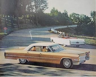 1966 Cadillac de Ville Ad: Vintage Automotive Classic Car Wall Art Magazine Print Advertisement