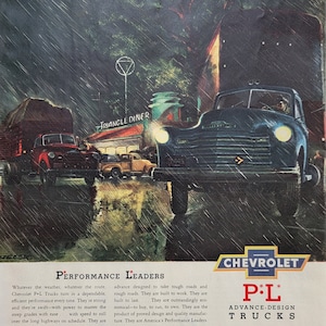 1950 Chevrolet PL Trucks Vintage Advertisement Chevy Truck Ad Antique Truck Ad Automotive Wall Art Man Cave Decor Magazine Ad Automobilia