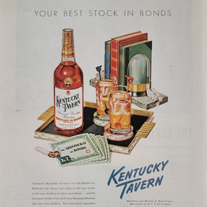 1950 Kentucky Tavern Bourbon Whiskey Vintage Advertisement Bar Wall Art Lounge Man Cave Decor Magazine Print Ad Antique Alcohol Unique Art