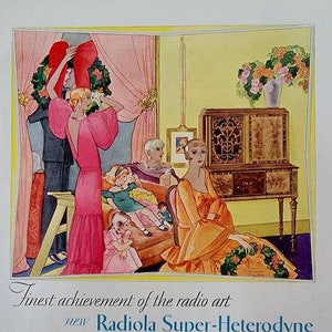 1929 RCA Radiola Super-Heterodyne Radio Vintage Advertisement Music Room Wall Art Music Decor Art Deco Decor Magazine Ad Antique Radio Ad image 1