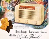 1946 RCA Victor Radio Vintage Advertisement Radio Wall Print Music Room Wall Art Music Decor Original Magazine Ad Paper Ephemera Unique Art