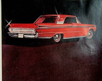 1963 Mercury Meteor Vintage Advertisement Automotive Wall Art Automobile Ad Classic Car Print Man Cave Decor Magazine Ad Automobilia Red