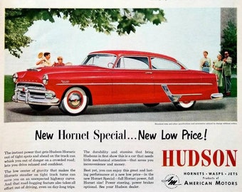 1954 Hudson Hornet Vintage Advertisement Automotive Wall Art Automobile Ad Classic Car Print Man Cave Decor Original Magazine Ad Automobilia