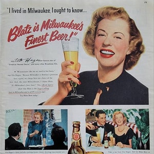 1950 Blatz Beer Ad: Vintage Kitchen & Bar Wall Art, Alcohol