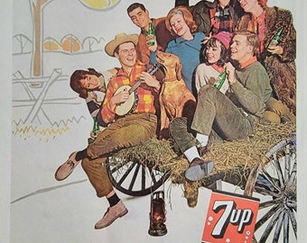1962 7-Up Soda Ad: Vintage Kitchen Decor, Pop Culture Print, Magazine Print Advertisement