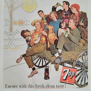 1962 7-Up Vintage Advertisement Kitchen Wall Art Game Room Decor Cafe Print Seven Up Ad Pop Culture Magazine Ad Vintage Soda Ad Unique Art