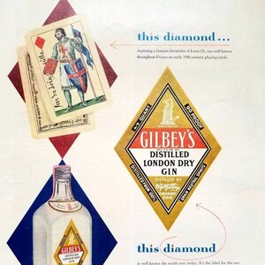 1954 Gilbeys Gin Vintage Advertisement Bar Wall Art Man Cave Decor Original Magazine Ad Wall Print Vintage Alcohol Ad Bar Decor Unique Art