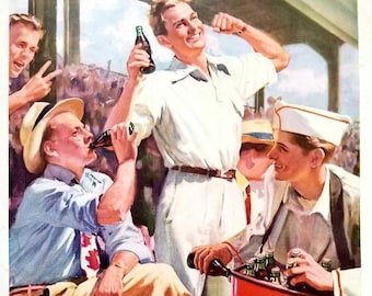 1948 Coca Cola Ad: Vintage Diner Kitchen Wall Art, Coke Soda