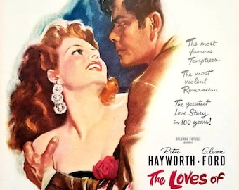 1948 "The Loves of Carmen" Vintage Movie Ad: Theater Wall Art, Rita Hayworth & Glenn Ford