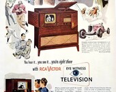 1948 RCA Victor Television TV Vintage Advertisement Turntable Art Music Room Wall Art Music Decor Original Magazine Ad Paper Ephemera