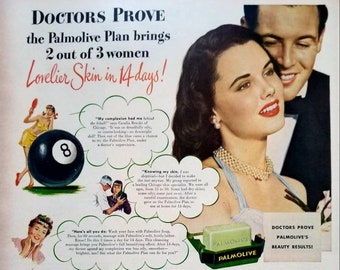 1948 Palmolive Soap Vintage Advertisement Bathroom Wall Art Powder Room Decor Bathroom Decor Unique Art Original Magazine Print Ad Ephemera