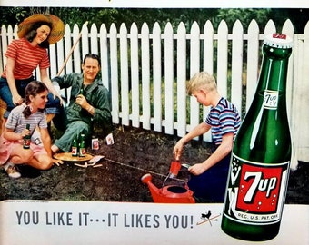 1947 7-Up Ad: Vintage Kitchen Wall Art, Soda Magazine Print Advertisement
