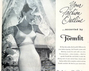 1957 women's Formfit high waist girdle garters bra fashion