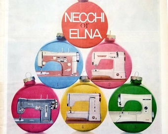 1959 Necchi Elna Sewing Machine Ad: Vintage Craft Room Wall Art Magazine Print Advertisement