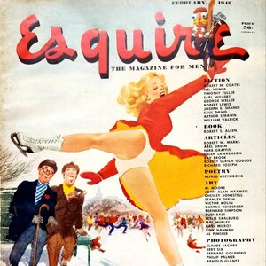 1948 Esquire Magazine Cover Man Cave Decor Vintage Wall Art Original Magazine Cover Pin Up Art Unique Art Pin Up Girl Risque Art Ephemera