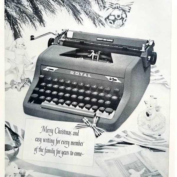1952 Royal Portable Typewriter Vintage Advertisement Office Wall Art Vintage Home Decor Author Writer Gift Original Magazine Ad