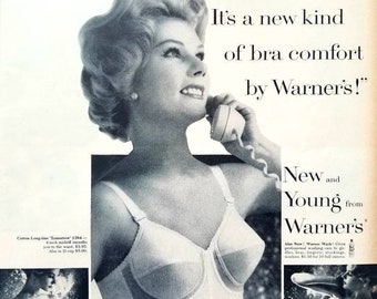 1960 Warners Tomorrow Bra Vintage Advertisement Bathroom Wall Art Bedroom  Decor Original Magazine Print Ad Womens Fashion Pin up Unique Art 