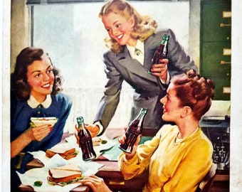 1947 Coca Cola Vintage Advertisement Kitchen Decor Coke Ad Diner Decor Original Magazine Ad Kitchen Wall Print Unique Art Americana