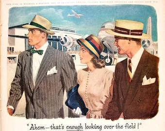 1947 Stetson Hats Vintage Advertisement Bedroom Decor Mens Fashion Print Man Cave Decor Mens Store Art Original Magazine Print Ad Unique Art