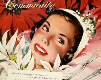 1948 Community Silverware Ad: Vintage Kitchen Wall Art, Wedding Decor Magazine Print Advertisement